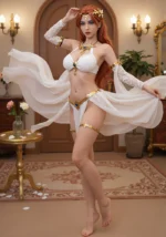 The girl with red hair, full of imagination, comes from Europe. She is confident and sexy.
